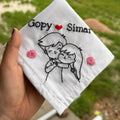 Couple Hugging Embroidered Handkerchief